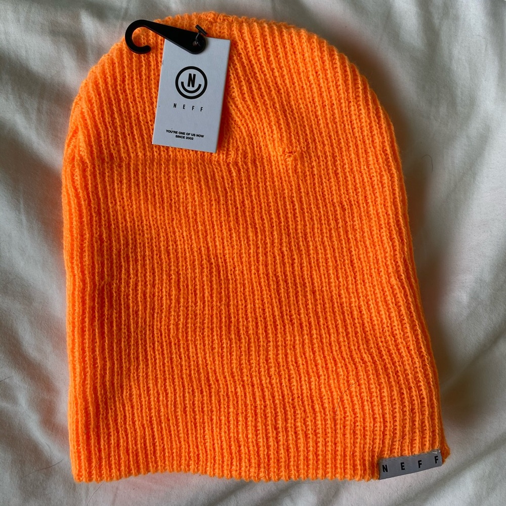 NWT neon orange neff beanie